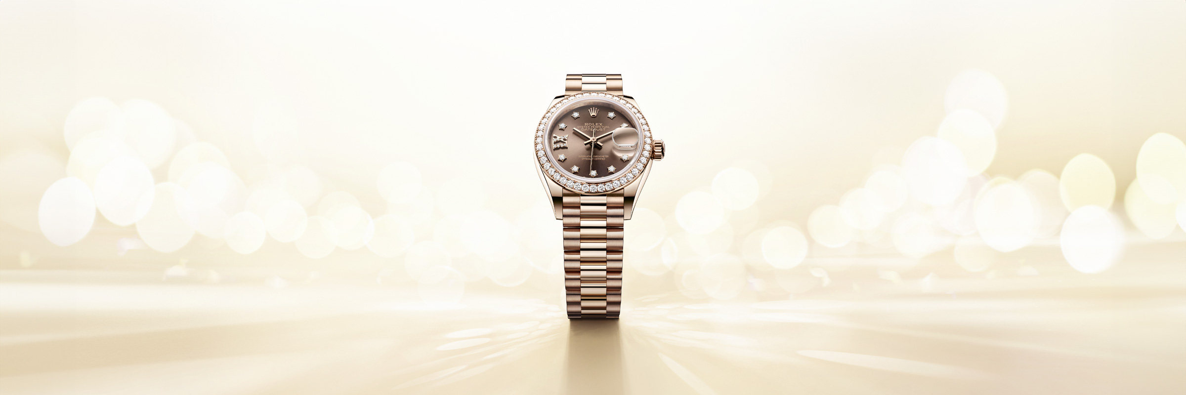 rolex Lady-Datejust in 18 ct yellow gold with case sides and lugs set with diamonds, M279458RBR-0001 - Boglietti Gioielliere