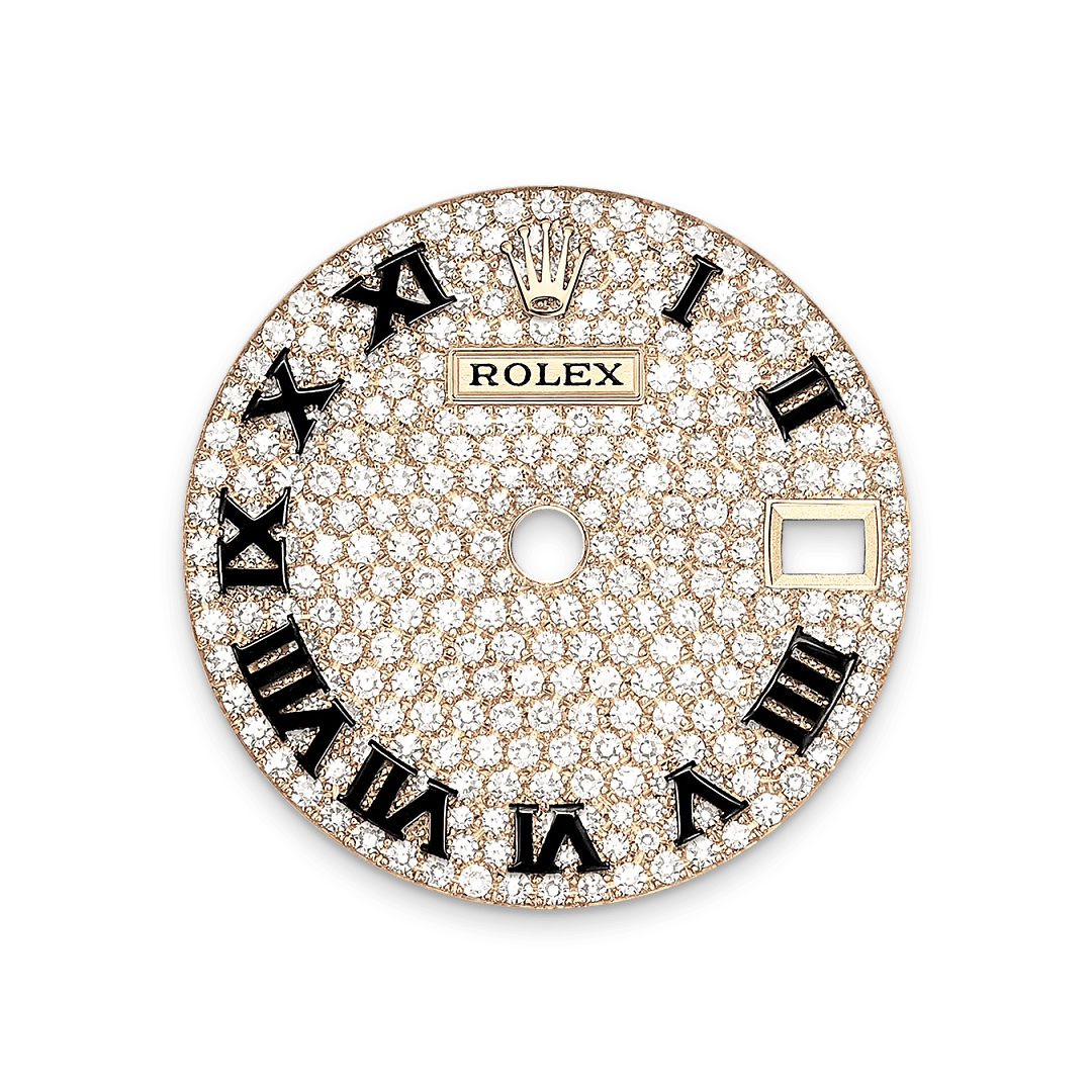 rolex Lady-Datejust in 18 ct yellow gold with case sides and lugs set with diamonds, M279458RBR-0001 - Boglietti Gioielliere