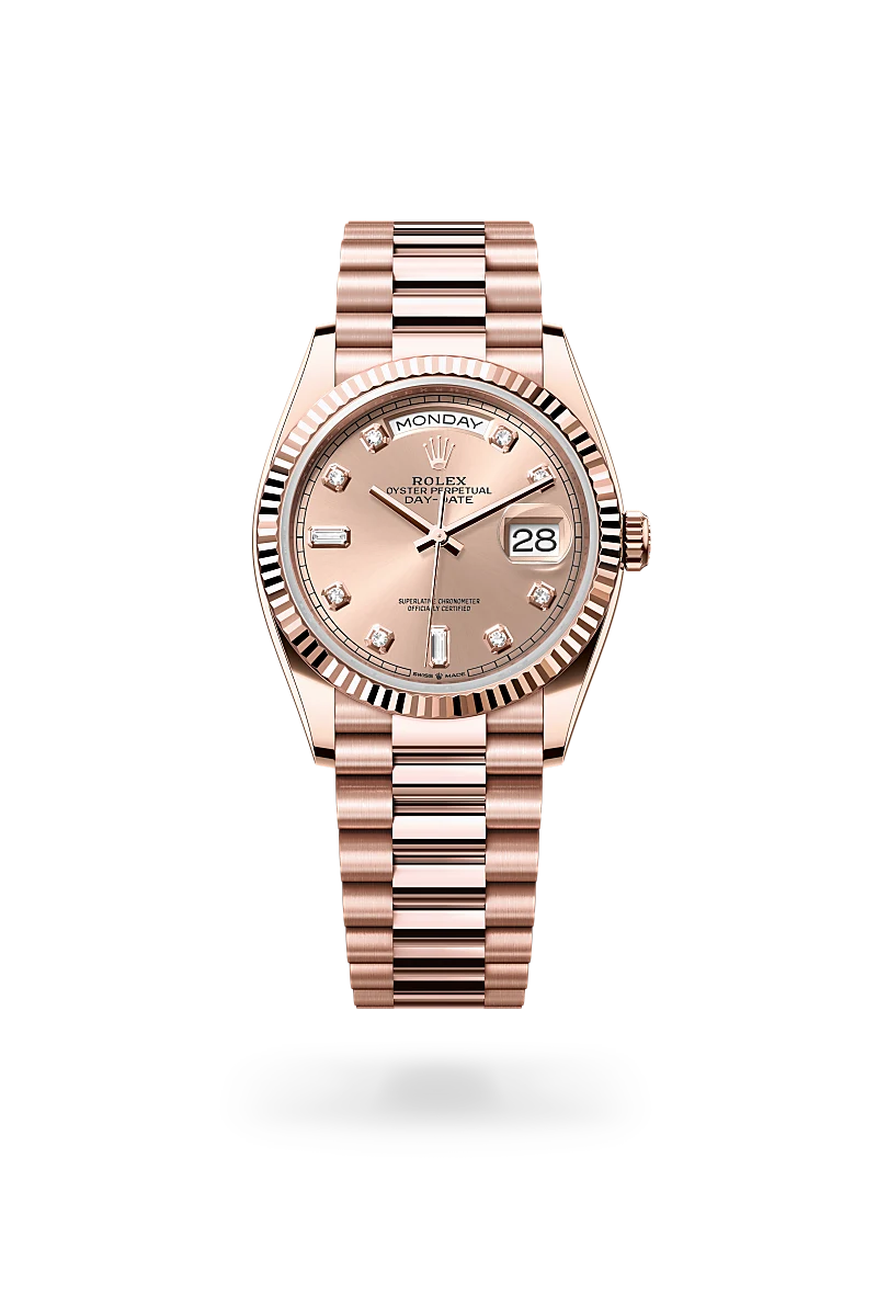 rolex Day-Date in 18 ct Everose gold, M128235-0009 - Boglietti Gioielliere