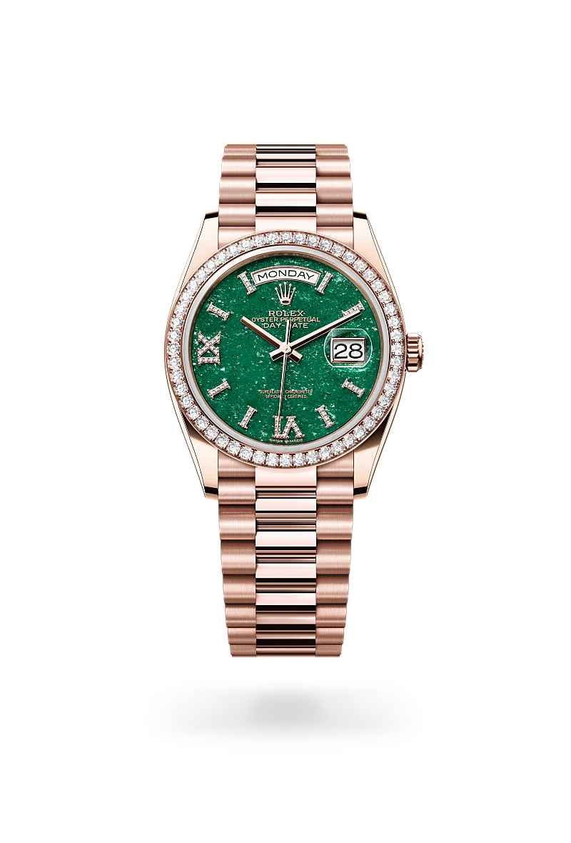 rolex Day-Date in 18 ct Everose gold, M128345RBR-0068 - Boglietti Gioielliere